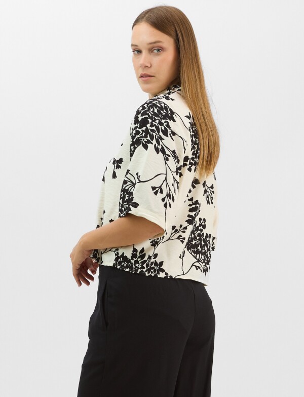 Camisa Estampada Con Motivos Botánicos NEGRO/CRUDO