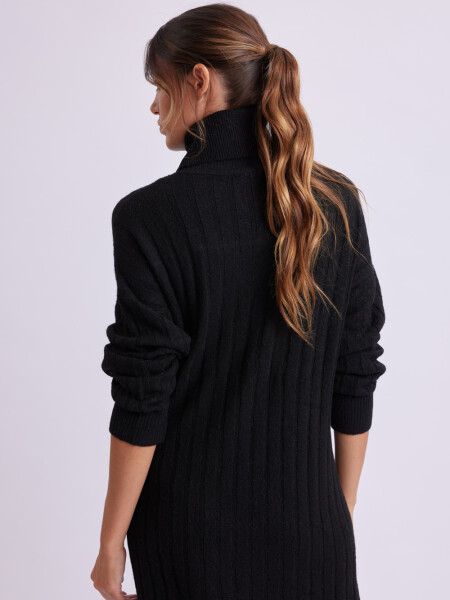 Vestido punto canalé Negro