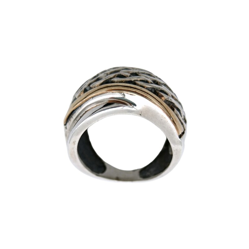 Anillo Calado-Plata y Oro-Sin Piedra-AN5043 sinpiedra