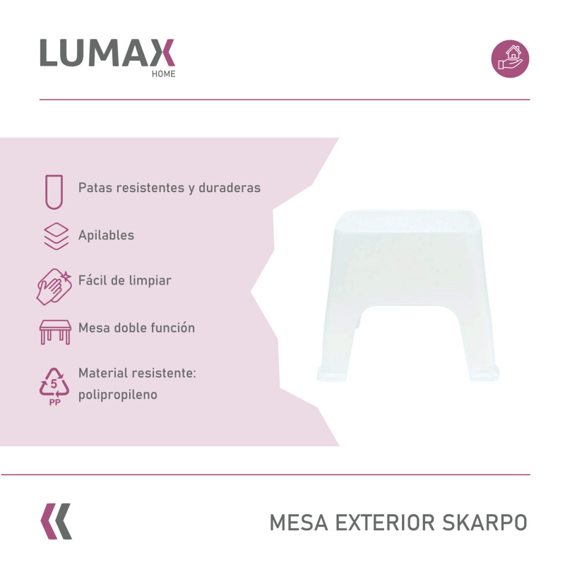 Mesa de exterior Skarpo Banqueta Plastico Sunset Blanco