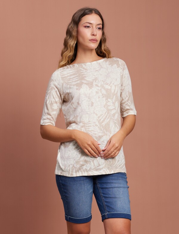 Remera 3/4 Printed BEIGE/MULTI
