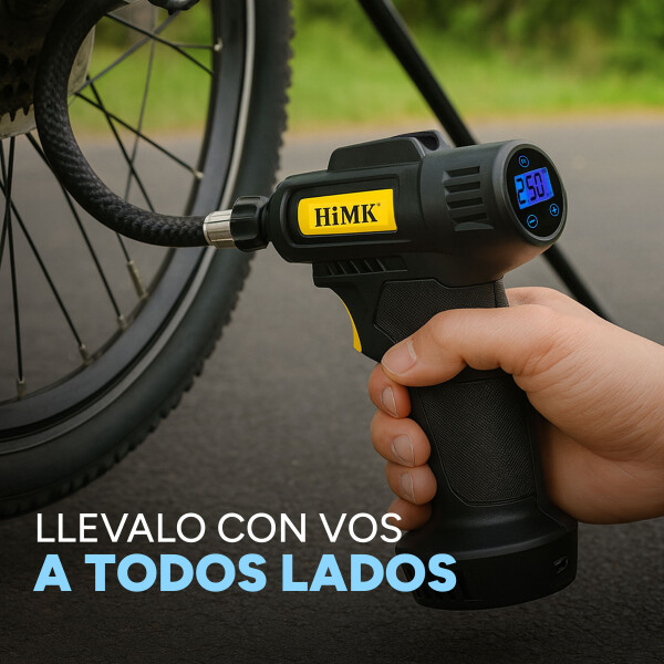 Inflador Portátil Compresor De Aire Batería Display Luz Led Color Negro
