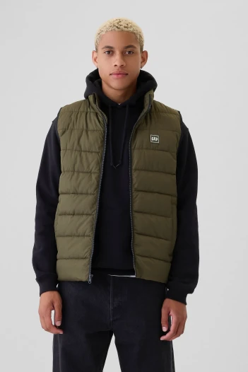Chaleco Logo Gap Puffer Hombre Olive Night
