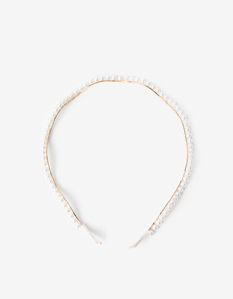 Vinchas Rígidas Perla Vincha Metálica Con Perlas - Combinacion Bicolor
