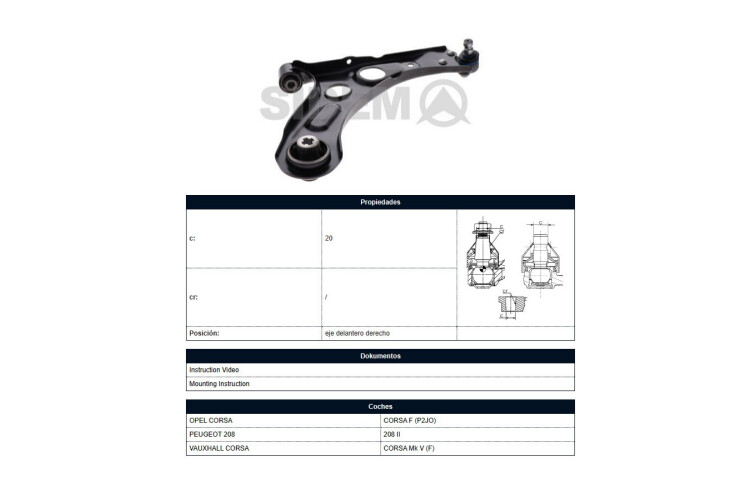 Parilla De Suspension Delantera Peug 208 21-25 Der Parilla De Suspension Delantera Peug 208 21-25 Der