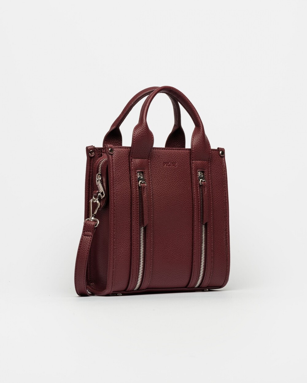 Cartera de Mano Oak en Efecto Cuero Liso Bordeaux