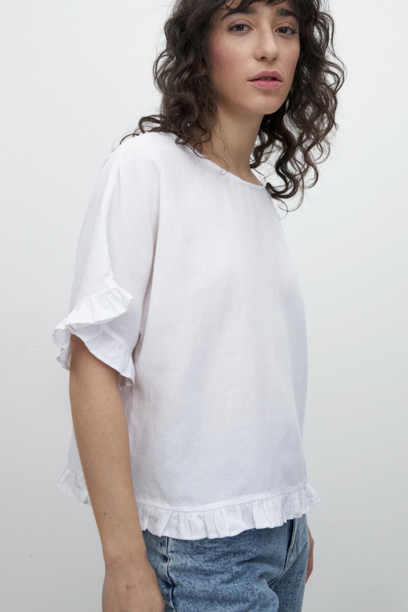 Blusa con volados - blanco 