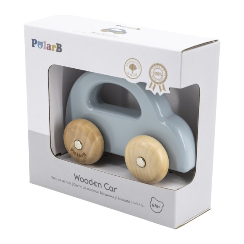 Autito de arrastre madera Celeste