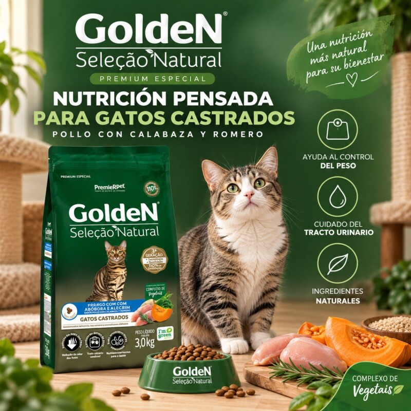GOLDEN NATURAL GATO CASTRADO CALABAZA Y ROMERO 10.1 KGS GOLDEN NATURAL GATO CASTRADO CALABAZA Y ROMERO 10.1 KGS