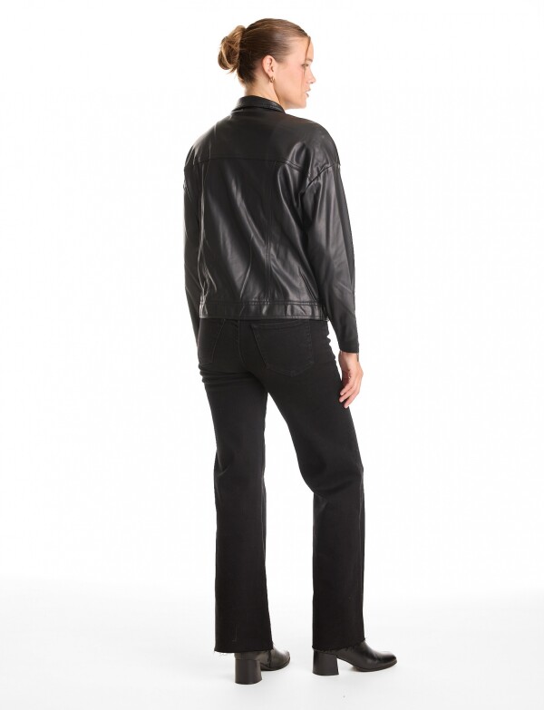 Campera Ecocuero Combinada NEGRO