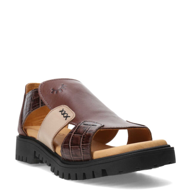 Sandalias de Mujer Furtiva Paola Combinada Marrón Tabaco - Marrón Chocolate - Beige