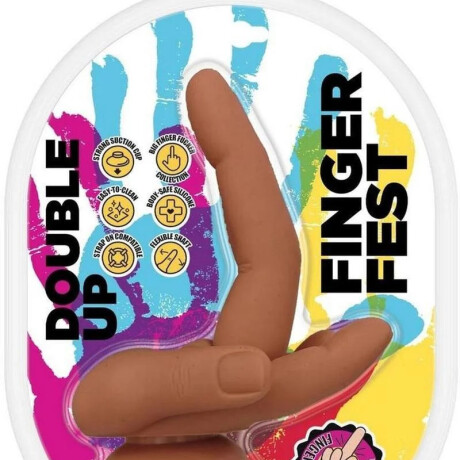 Finger Fest Double Up Silicone Dildo - Caramel Finger Fest Double Up Silicone Dildo - Caramel
