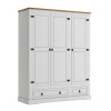 Ropero 3 Puertas 2 Cajones Madera - Linea Mexicana Blanco