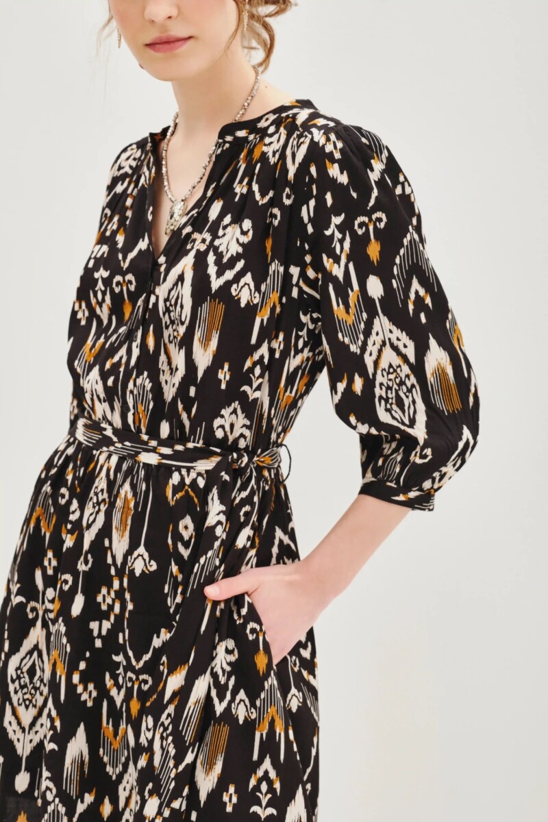 Vestido Cocktail Ikat Negro