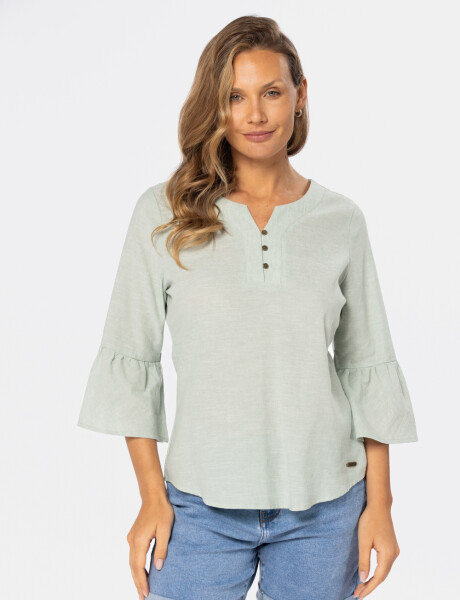 BLUSA DE LINO VOLADOS Verde