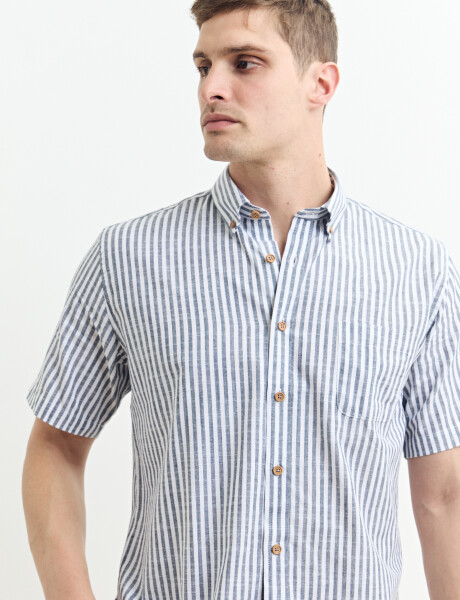 012635 CAMISA HARRINGTON LABEL Blanco/azul Osc
