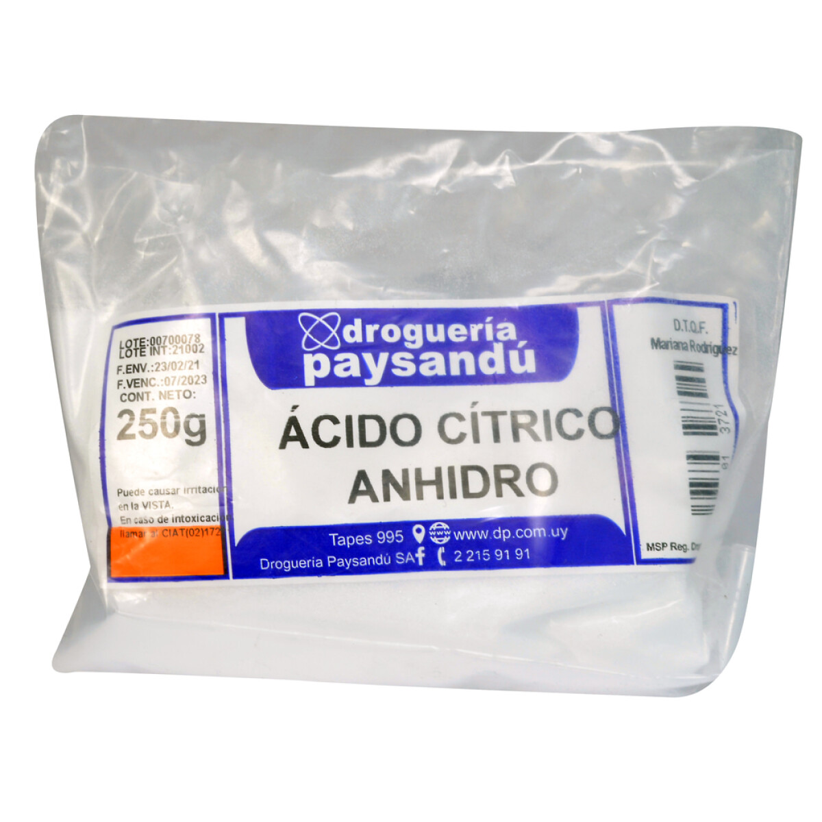 Ácido Cítrico Anhidro - 250 g 