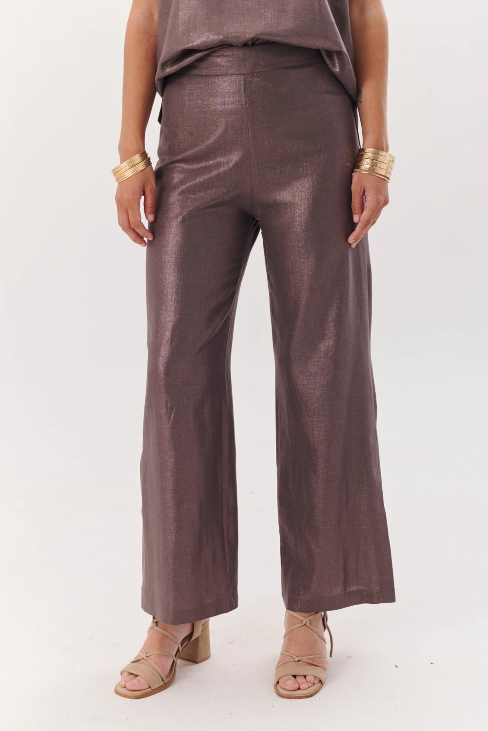 PANTALON LINO FOIL bronce 4