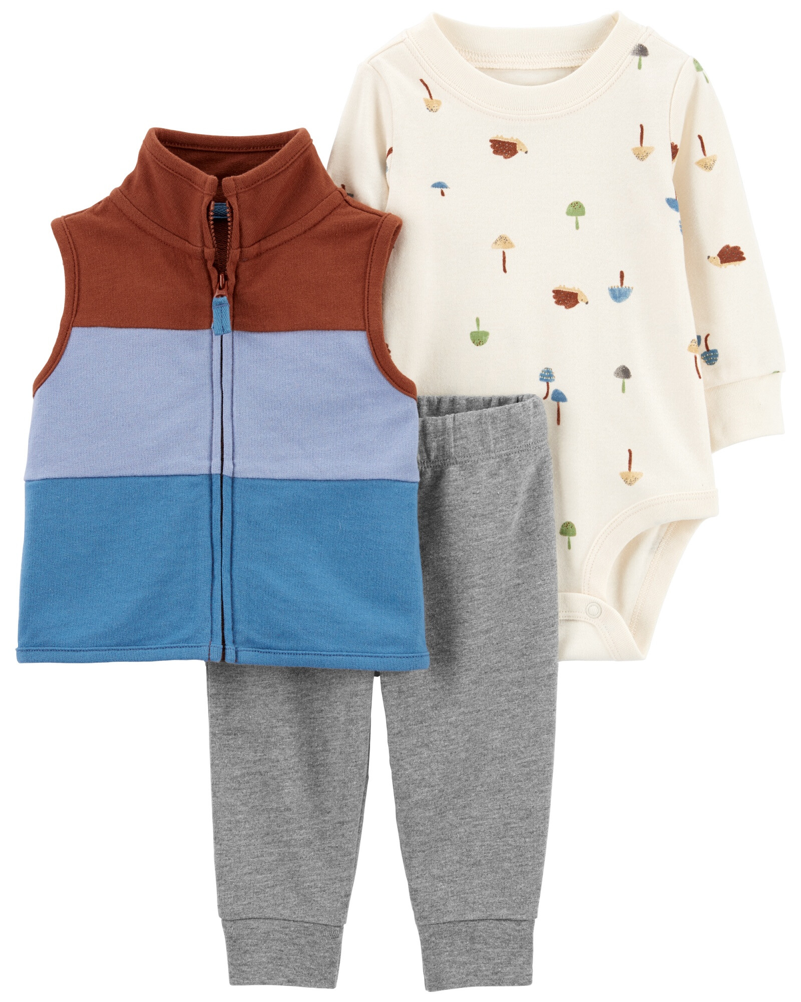 Set tres piezas chaleco, pantalón y body de algodón 0