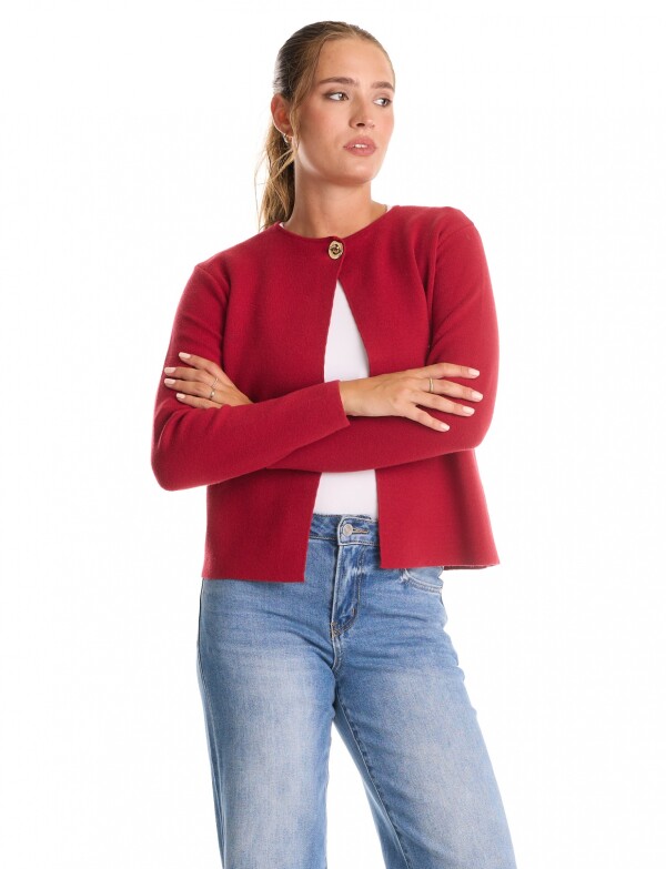 Cardigan Boton ROJO