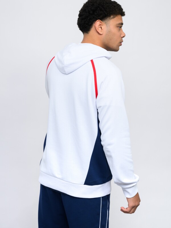 HOODIE DOLMAN Nacional Hombre Blanco, Azul Marino