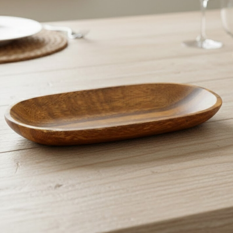 Copetinero ovalado de madera MARRON