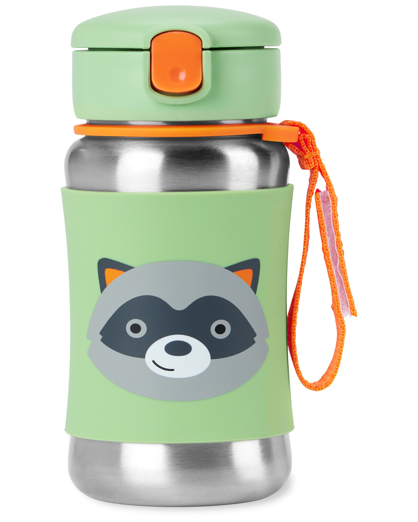 Botella de acero inoxidable con sorbito, diseño mapache Botella de acero inoxidable con sorbito, diseño mapache