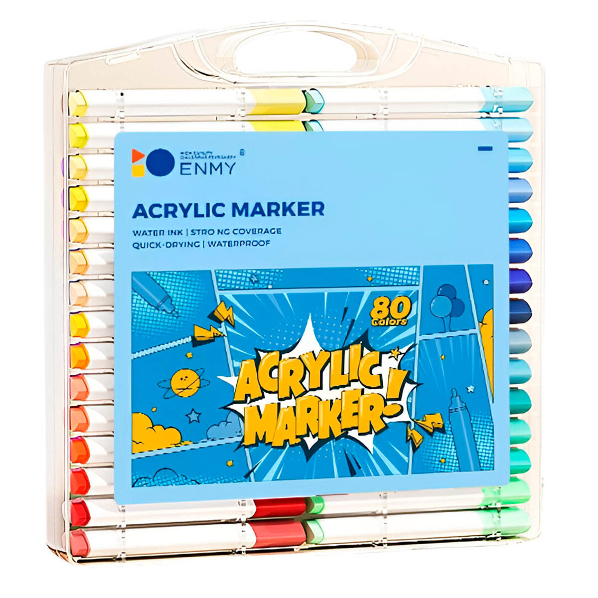 Set Marcadores Permanente Acrílico Valija 80p Arte 
