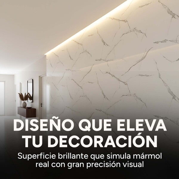 Placa PVC Símil Mármol 2,44 x 1,22 m Mármol Blanco Gris Claro 1