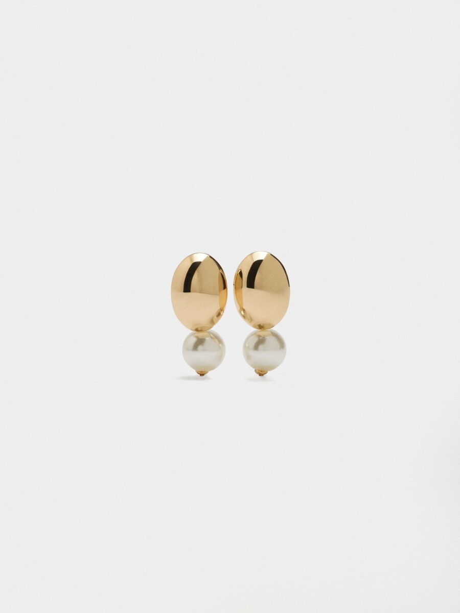 Pendientes Ovalados Con Perla blanco