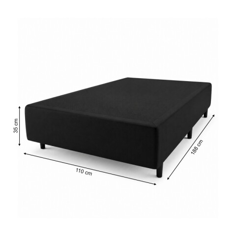 Base Box Sommier Tapizada Negra para Colchón 110x188x35 Simple