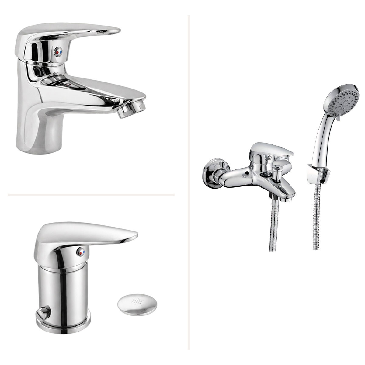 Juego Grifería Completo Ducha Exterior Y Bidet 