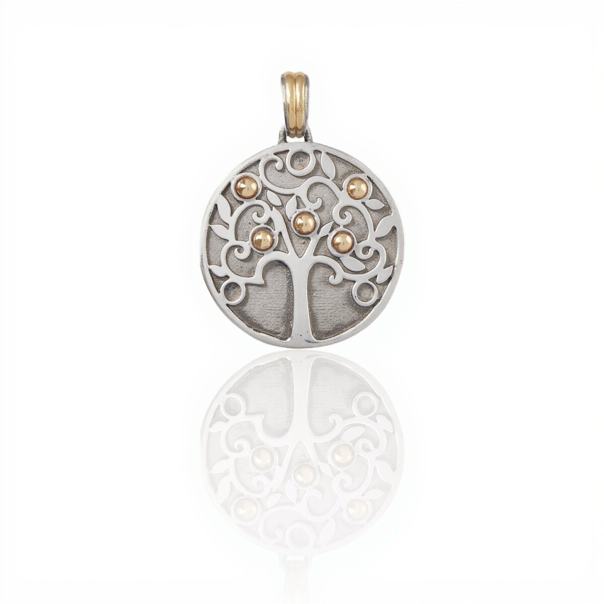 Dije Medalla Árbol de la vida-Plata y oro- Sin piedra- CP5013 - sinpiedra 