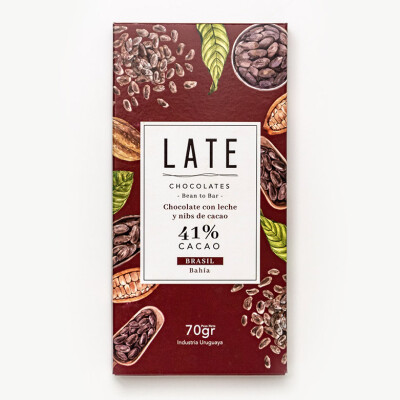 Chocolate Con Leche Y Nibs De Cacao 41% Brasil Bahía Late 70g Chocolate Late Con Leche Y Nib