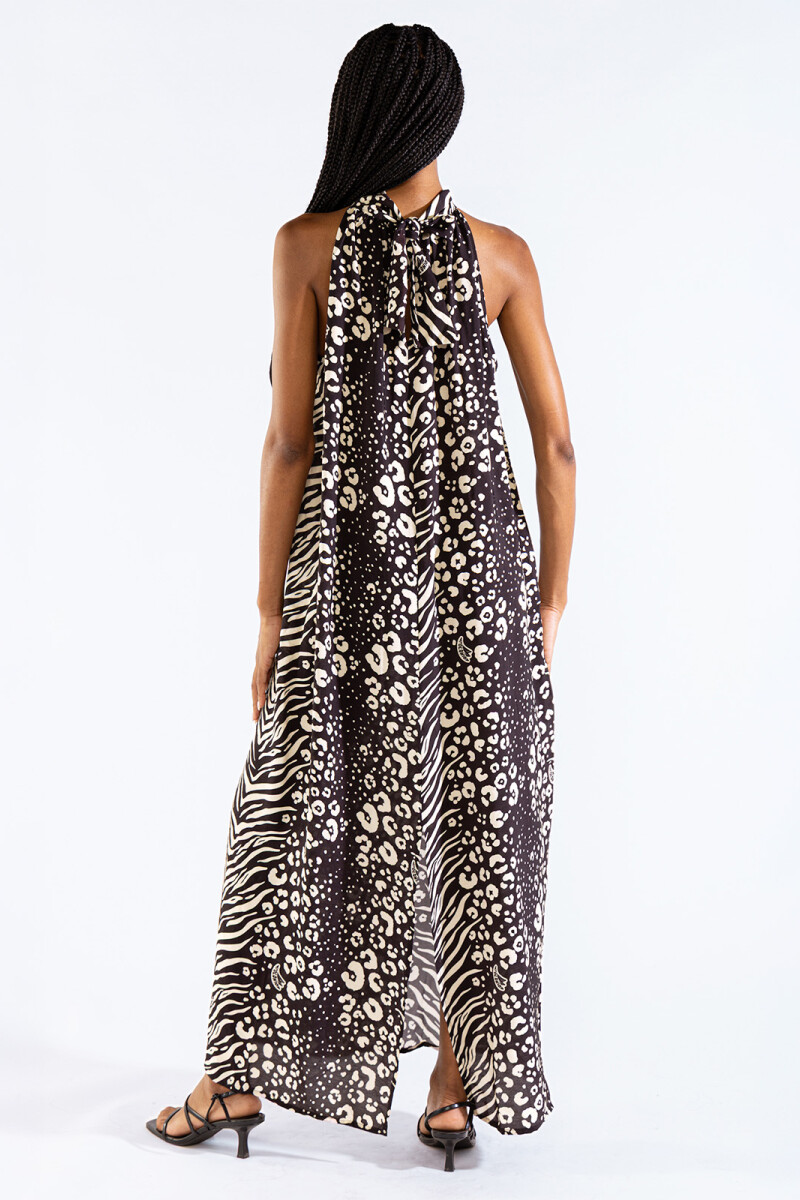 MICHU HALTER DRESS Feline Black