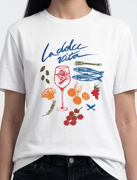 BLUSA ESTAMPADA DE MANGA CORTA BLANCO