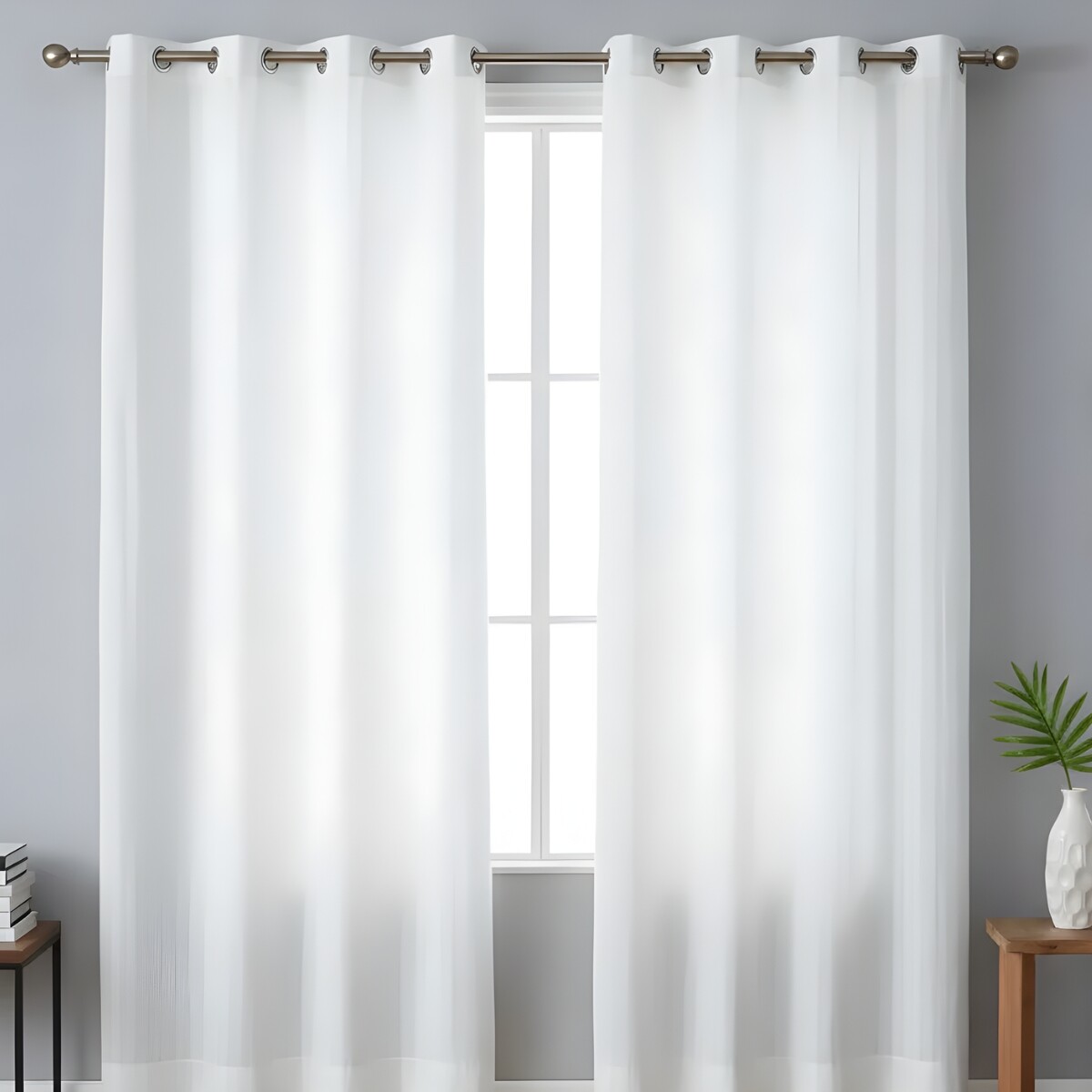 Cortina en tela Voile set 2 paños 140 x 210 cms - BLANCO 