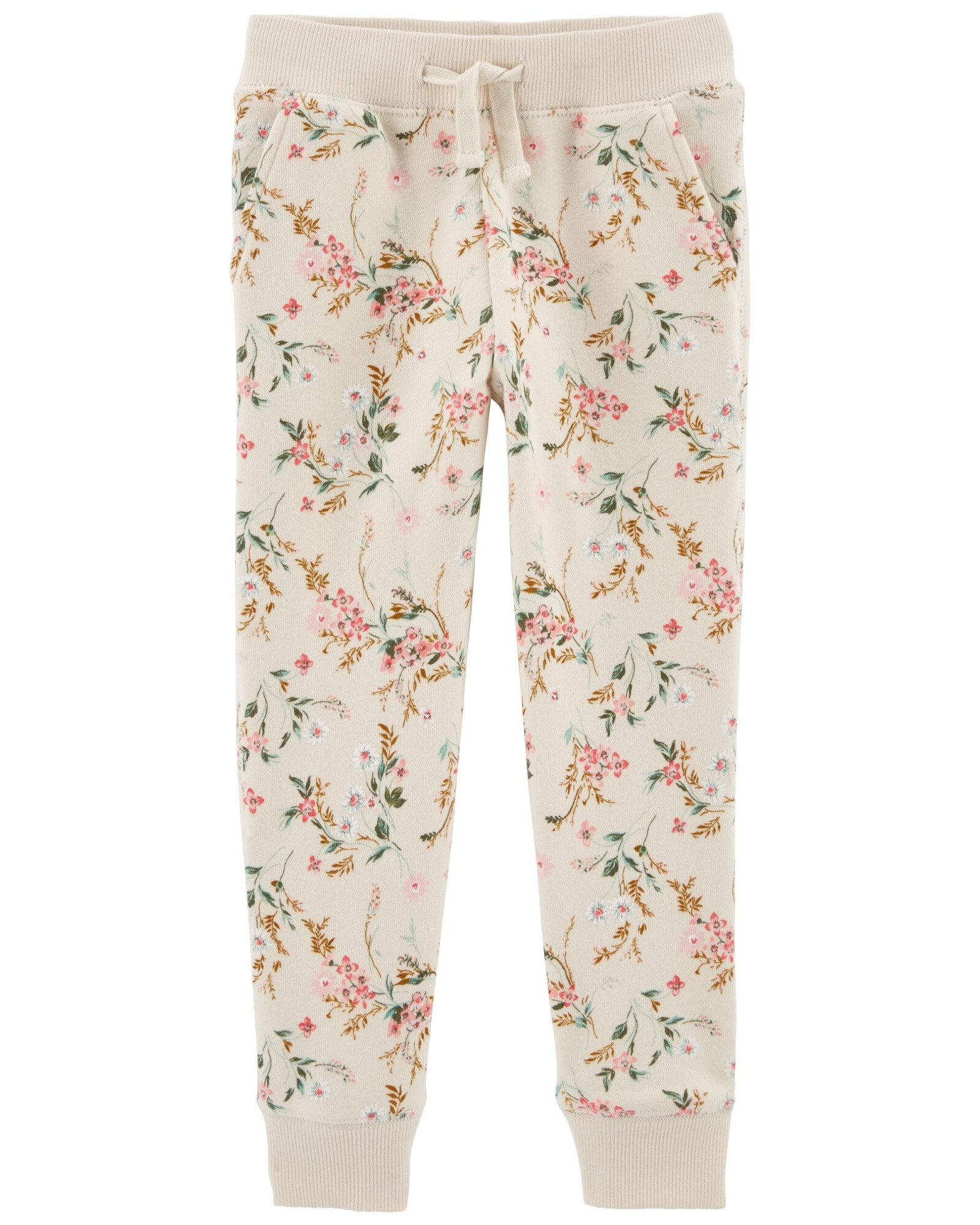 Pantalón deportivo de algodón, diseño floral Sin color