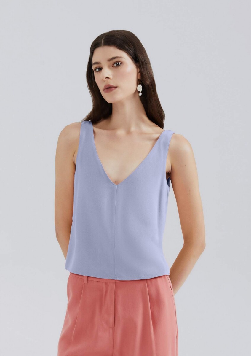 BLUSA SIN MANGAS CON ESCOTE EN V - VIOLETA 