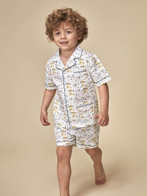 Pijama Corto Popelin Estampado Blanco