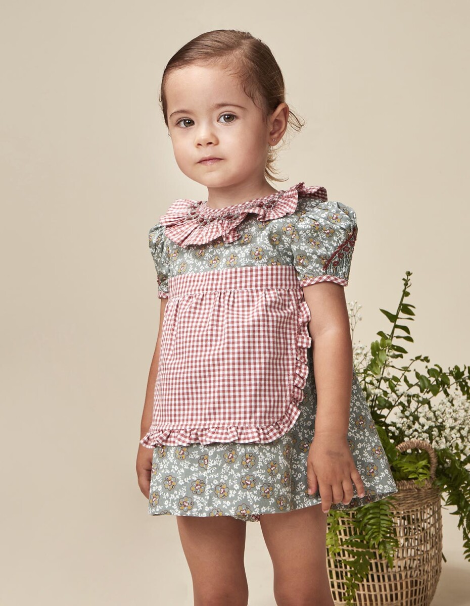 Vestido Con Delanta - Verde Oscuro 