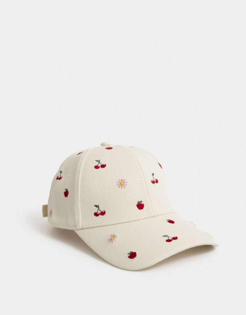 Gorra Infantil Bordada - Blanco Crudo 