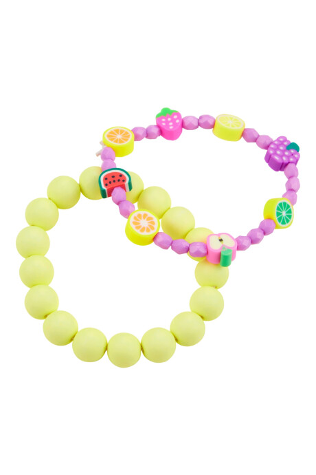 Pack dos pulseras con dijes de frutas Sin color