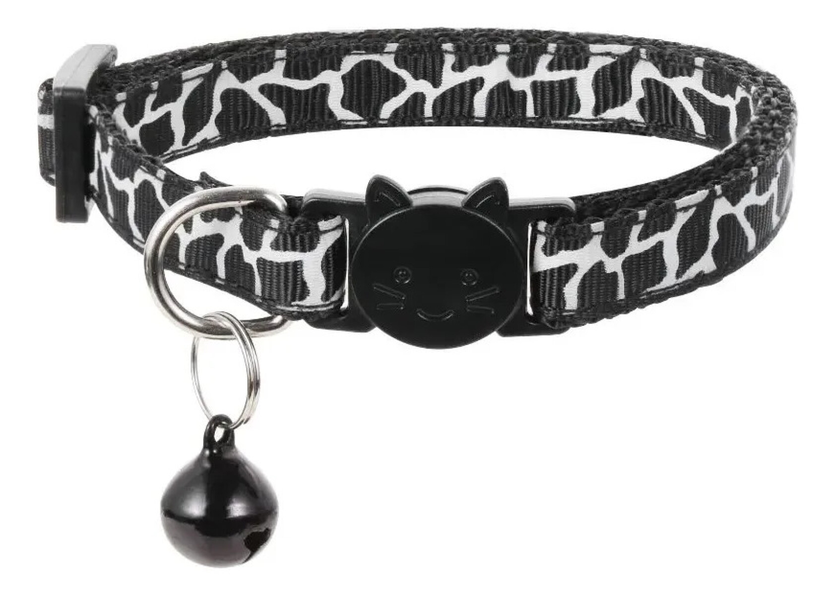 Collar Para Gatos Animal Print Con Cascabel - NEGRO 