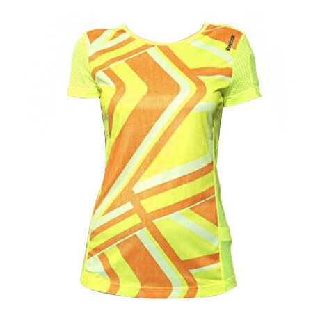 Remera Reebok Para Mujer Deportiva Re Ss Tee Strp Running Amarillo