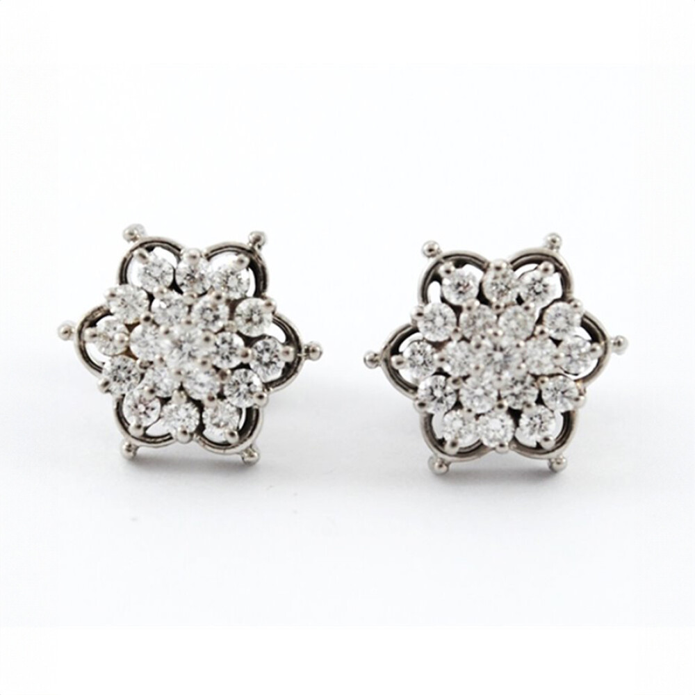 Caravanas De Oro Blanco Con Brillantes Caravanas De Oro Blanco Con Brillantes