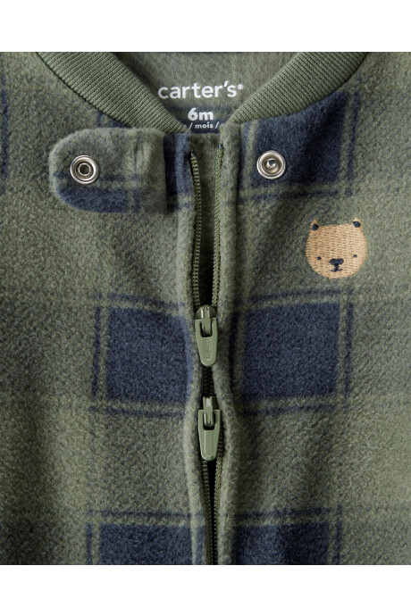 Pijama una pieza de micropolar, con pie, diseño oso Sin color