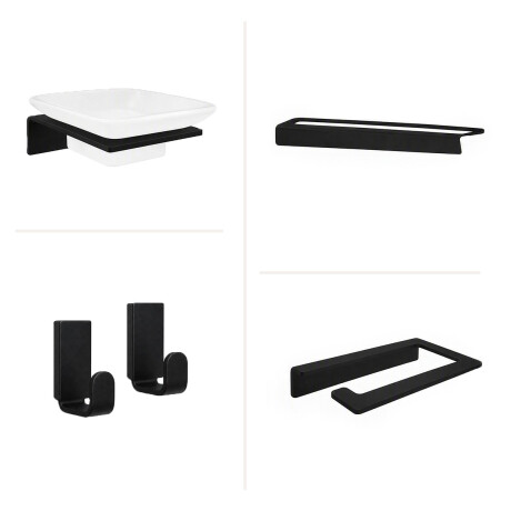 SET DE ACCESORIOS RECTO METAL BRILLO NEGRO PARA BAÑO NEGRO