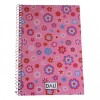CUADERNO A5 DALI 70 HOJAS TAPA FLORES ROSADO FUERTE