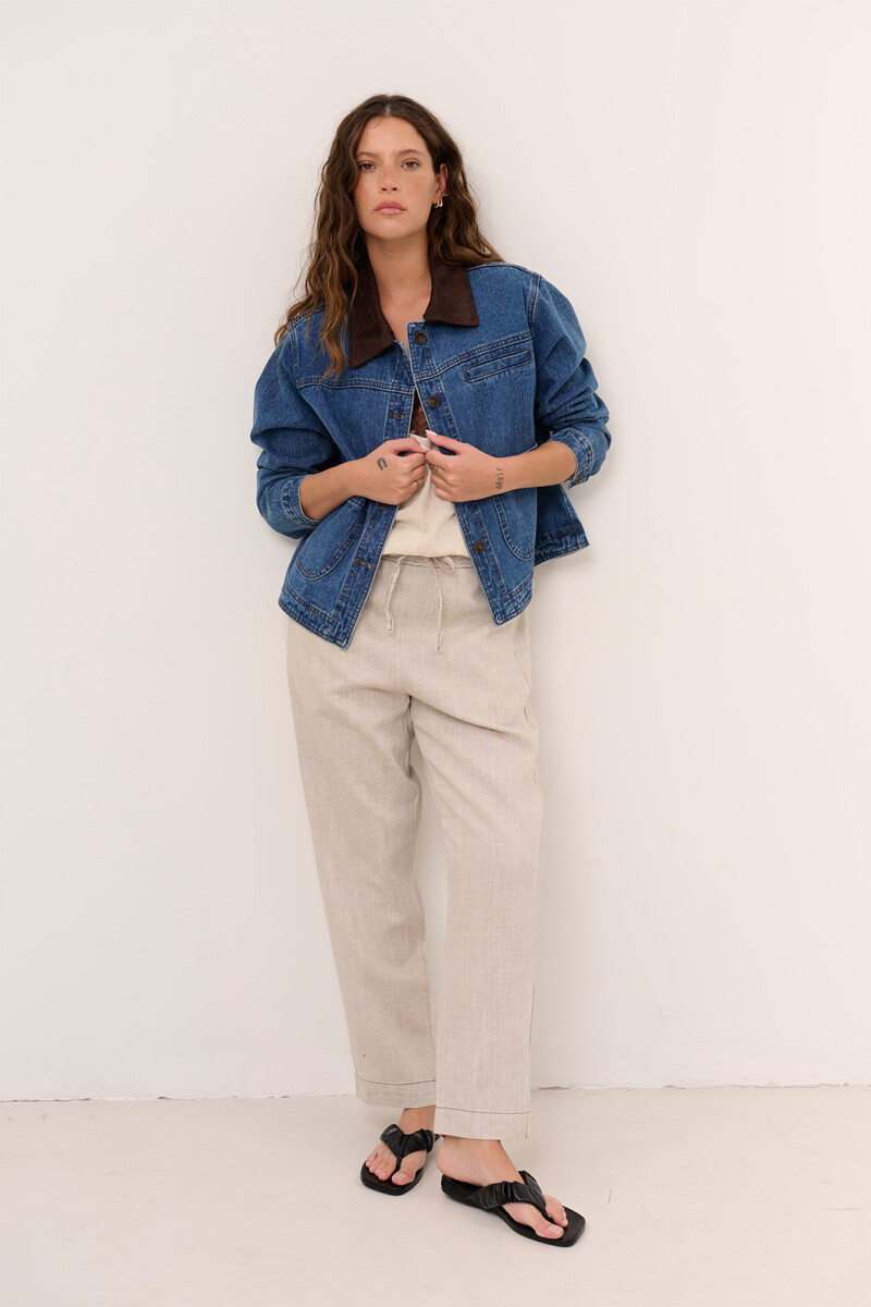 PANTALON LINO NET BEIGE